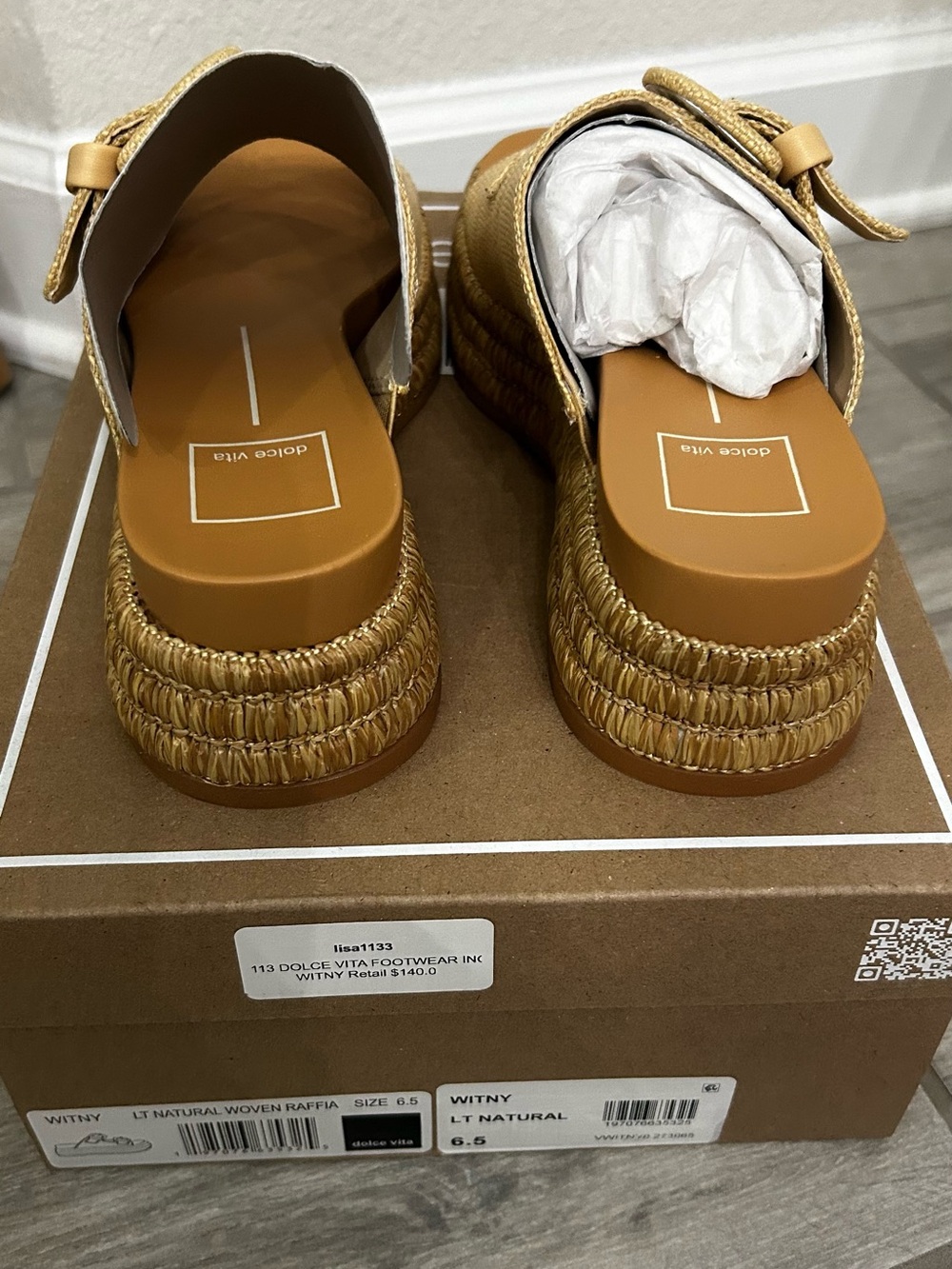 Dolce Vita Witny Slip On Sandals in Light Natural Raffia - Picture 3 of 3